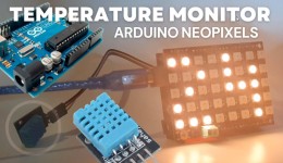 Temperature Monitor Using NeoPixel Shield for Arduino & DHT11